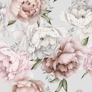 Oxford wzór stylowe peonie na szarym tle